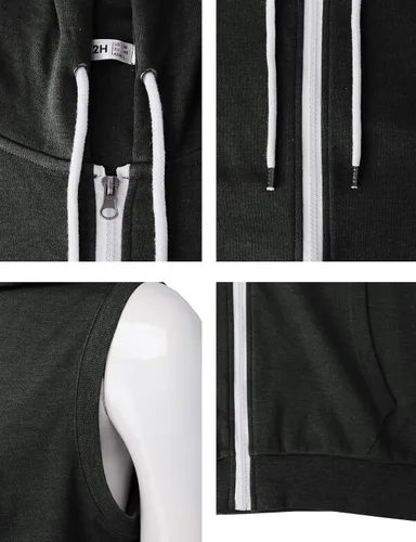 Vista 6 de H2H Mens Casual Slim Fit Zip-up Sleeveless Hoodie Lightweight Workout Tank Tops Gym Hoodies