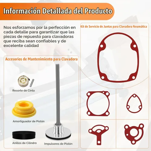 Vista 6 de 877-323 Herramientas Kit de juntas, herramientas de juntas para pistola de clavos de aire, incluye parachoques, resorte de cinta, junta tórica