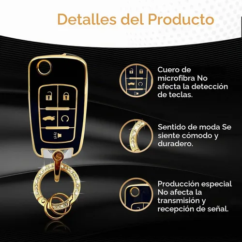 Vista 4 de Vrasly Compatible con funda para llavero Chevy con cordón para llavero Negro
