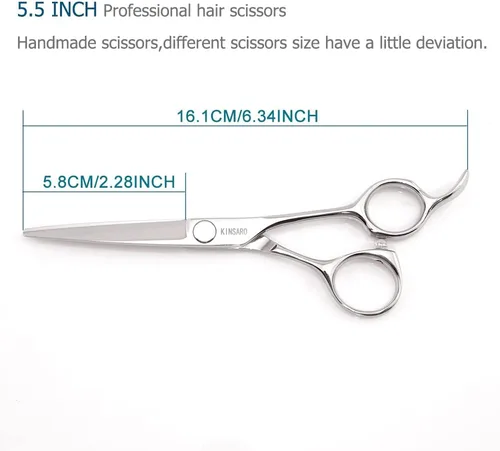 Vista 3 de Tijeras de corte de cabello profesionales de 5.5 pulgadas, tijeras de corte de pelo, tijeras de peluquería 440c, tijeras de peluquería KINSARO