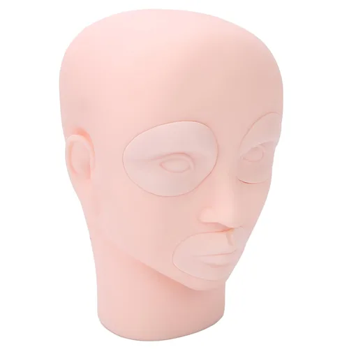 Vista 9 de Cabeza de entrenamiento de práctica, cabeza de maniquí de microblading de silicona, cabeza de entrenamiento de cejas, modelo de piel falsa