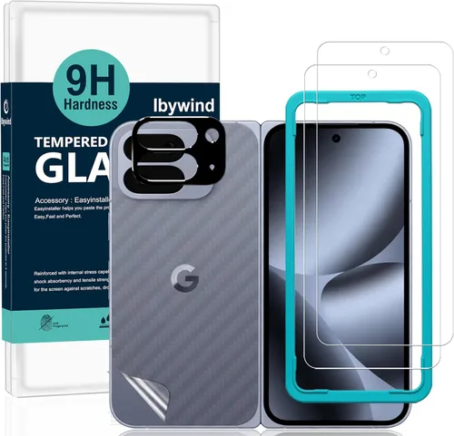 Vista 10 de Ibywind Protector de pantalla para Google Pixel 10 Pro XL 5G de 6.8 pulgadas (paquete de 2), vidrio templado de dureza 9H, con 1 protector de lente