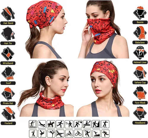 Vista 4 de Paliacate multifuncional como pasamontañas y cubrebocas para exteriores, deportes, ejercicio, yoga, protege contra rayos UV, Balaclava, L, 12 piezas