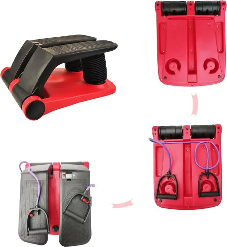 Vista 4 de INTBUYING Máquina de fitness escalador paso a paso con bandas resistentes, equipo de ejercicio portátil para escaleras, cardio, de bajo impacto