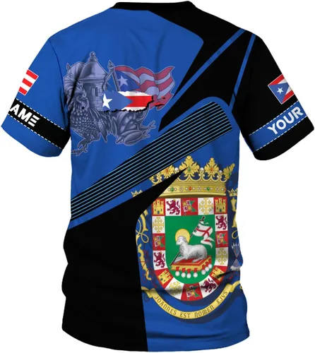 Vista 4 de Camisa personalizada con nombre de Puerto Rico, camisas personalizadas para hombres y mujeres, camiseta con la bandera de Puerto Rico 3