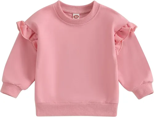 Vista 8 de Sudadera unisex de algodón de color sólido para bebé, camiseta de manga larga con cuello redondo