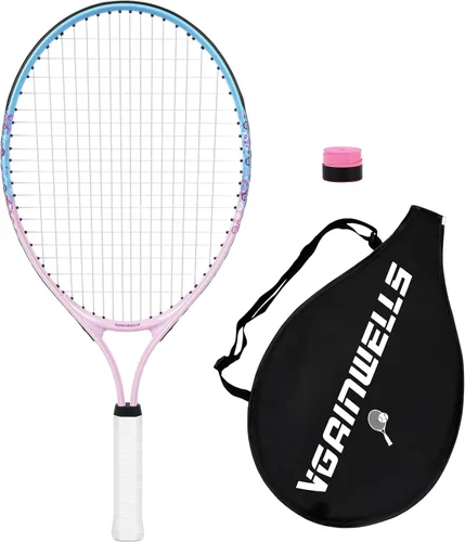 Vista 20 de Raqueta de tenis para niños de 17"-23" para edades de 2-9 años, ligera y duradera, incluye 1 raqueta de tenis para niños pequeños y 1 cintas