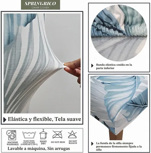 Vista 5 de SPRINGRICO Juego de 4 fundas para sillas de comedor, fundas elásticas para sillas de comedor, de elastano lavables, fundas para sillas Parsons