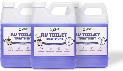 Vista 10 de Liquified RV Toilet Treatment - Digestor para tanque de retención de aguas negras, eliminador de olores, aroma lavanda, Matts RV Reviews, 16 onzas