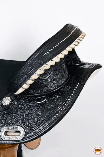 Vista 6 de HILASON Western Horse Treeless Trail Barrel Saddle American Leather for Horses Negro