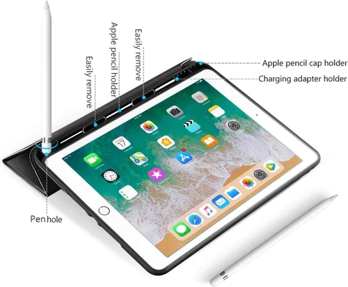 Vista 4 de kenke Funda para iPad de 6ª/5ª Generación (Modelo 2018/2017) de 9.7 Pulgadas con Soporte para Lápiz, Cubierta Inteligente Ligera con Soporte