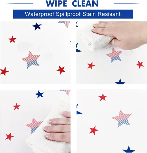 Vista 5 de DWCN Mantel patriótico cuadrado del 4 de julio, impermeable, resistente a las manchas, con patrón de estrellas, lavable para el Día de los Caídos