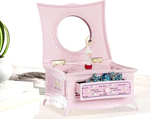 Vista 7 de Bohany Organizador de joyas bailarina Organizador de joyas de bailarina para niñas y adolescentes Juego de joyeros con cajones extraíbles, espejo