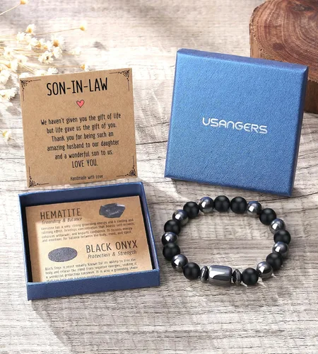 Vista 7 de Pulseras hechas a mano para hombres, regalos geniales para él, novio, marido, papá, hijo, abuelo, nieto, hermano, relleno de calcetines de Navidad