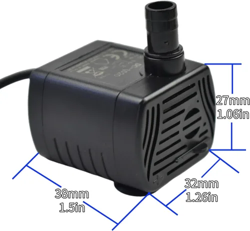 Vista 2 de CONQUERALL DC 3.5-9V DC micro bomba sumergible interfaz USB 200L/h caudal ajustable, adecuado para paneles solares, fuente de gato