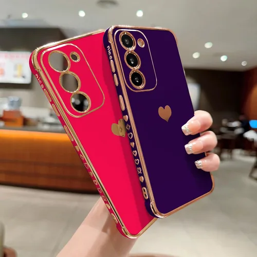 Vista 234 de phylla Funda de teléfono compatible con Samsung Galaxy A12 de 6.5 pulgadas, lindo corazón chapado en oro, elegante funda de lujo para mujer