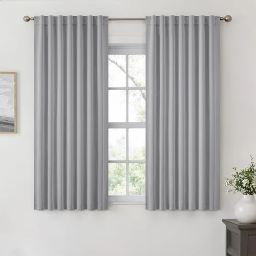 Vista 29 de ANRODUO Juego de 2 cortinas con bloqueo de luz del 99%, cortinas de 84 pulgadas de largo, cortinas negras para dormitorio, cortinas con aislamiento