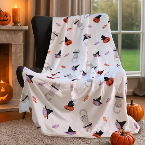 Vista 2 de Gogreen - Manta de forro polar de Halloween tamaño individual, manta acogedora de microfibra - 300GSM ultra suave, manta estampada de microfibra
