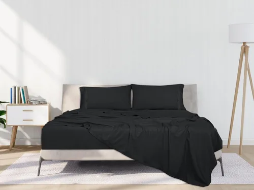 Vista 5 de ROYALE LINENS Juego de sábanas Cal King de 4 piezas, ropa de cama de microfibra suave cepillada de 1800 hilos, 1 sábana bajera, 1 sábana encimera, 2
