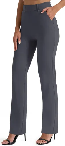 Vista 11 de AFITNE Pantalones de yoga de pierna recta con bolsillos para mujer Negro
