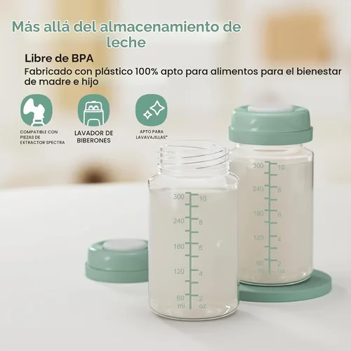 Vista 6 de Botella de almacenamiento de leche materna de 10 onzas, compatible con el enfriador de leche Momcozy de 22 onzas y bombas Spectra, botellas