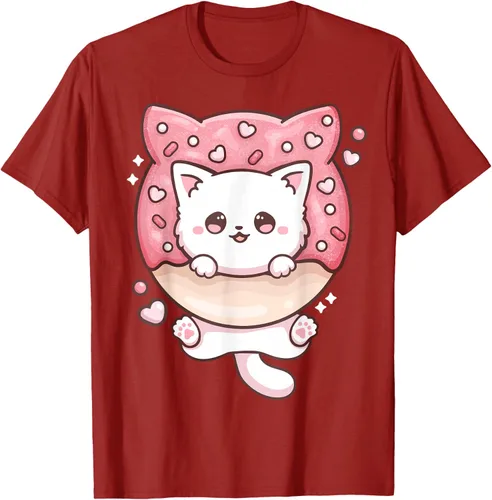 Vista 43 de Camiseta Kawaii Cat Donut Anime Lover Otaku, Negro