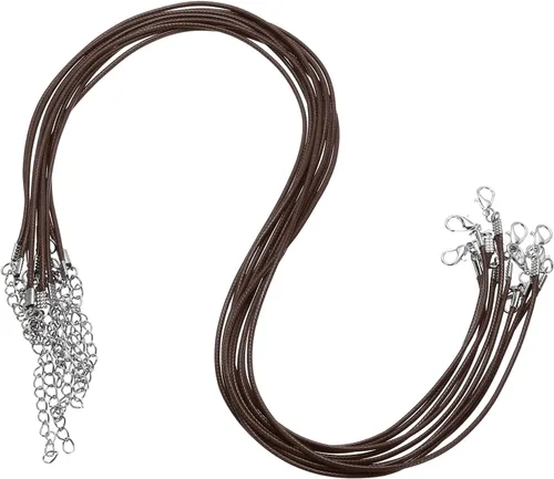 Vista 52 de MECCANIXITY 10 cordones de collar encerado de 18 pulgadas, cadena de collar a granel con cierre de 0.059 in de cuerda de cuero encerado para hacer