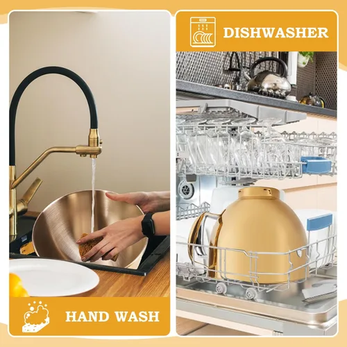 Vista 6 de KitchenAid - Tazón de mezcla de 5 cuartos de galón para batidoras de pie, tazón de acero inoxidable de grado alimenticio con mango y cierre, Dorado
