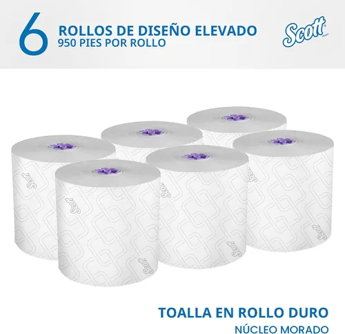 Vista 2 de Scott Professional - Rollos de papel toalla de alta capacidad, a granel (02001), de papel duro enrollado, diseño elevado, bolsillos de absorción