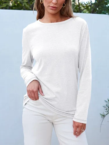 Vista 3 de SUNBS Paquete de 3 camisas de manga larga para mujer, ajuste holgado, ropa de otoño, ropa de moda 2025, camisetas básicas de entrenamiento, trajes