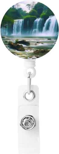 Vista 10 de Soporte retráctil para tarjetas de identificación con estampado de piedras de hierba, clips de carrete de insignia, lindo clip para tarjetas