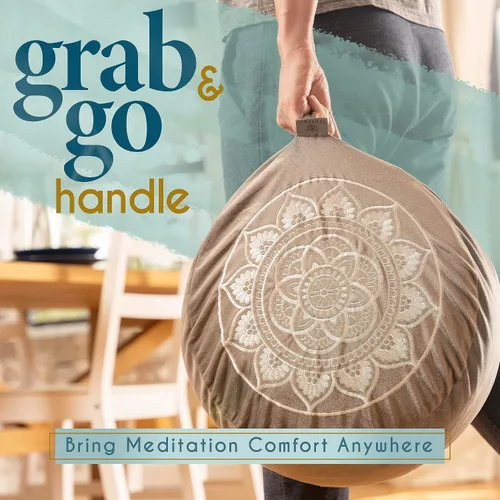 Vista 9 de Florensi - Cojín de meditación - Cómoda almohada de suelo - Tradicional almohada de meditación tibetana con hermosa cubierta de terciopelo - Cojín