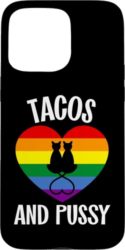 Vista 30 de Funda Queer para iPhone 14 Pro Max Lesbian Pride Stuff Tacos y Pussy Cats