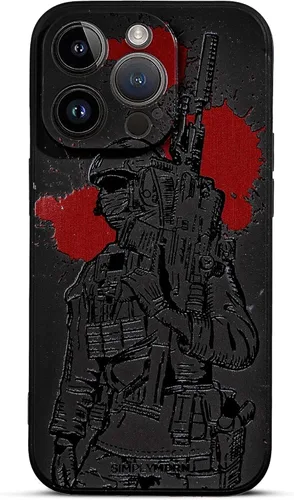 Vista 61 de SIMPLYMDRN Funda delgada para iPhone 12 Pro Max, diseño de guerrero, funda genial para hombres, funda de soldado de combate, delgada y flexible