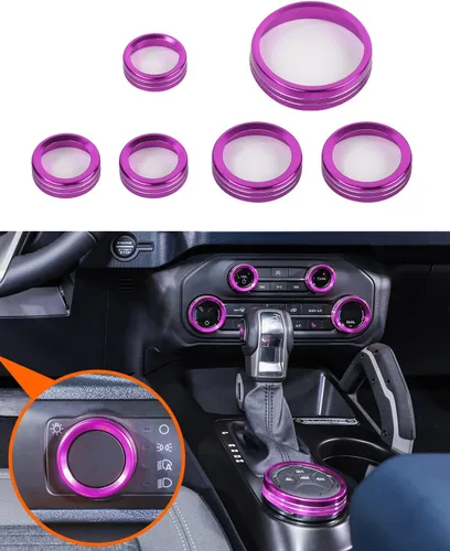 Vista 9 de Savadicar CKT01 Billet - Juegos de molduras de perillas de control de aluminio billet, faros/4WD/HVAC, biseles de anillos de perillas de control