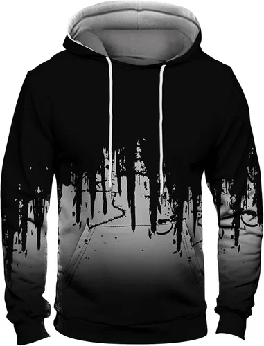 Vista 4 de Ymosrh Sudaderas con capucha de forro polar para hombre, sudaderas con capucha de color degradado, sudadera con capucha de manga larga, tops