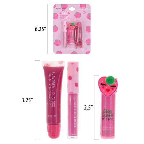 Vista 7 de EXPRESSIONS Juego de 6 brillos labiales y bálsamo labial con sabor a fresa, no tóxico y seguro para pieles sensibles, kit de labios hidratante