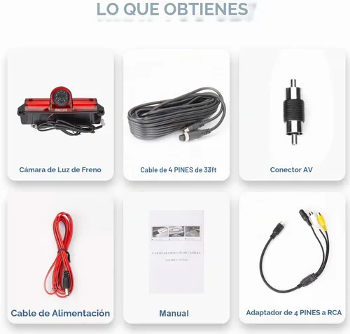 Vista 9 de DALLUX Savana Cargo Van - Cámara de respaldo con luz de freno para Transporter Chevrolet Express/GMC Savana 2003-2019/Chevy Explorer Van,3rd 170°