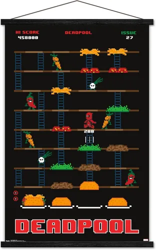 Vista 8 de Trends International Marvel Comics Deadpool - Póster de pared de juego, 22.4 pulgadas de largo x 14.7 pulgadas, versión enmarcada de madera