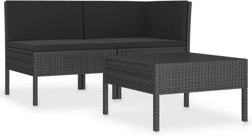Vista 9 de 3-Piece Modular Outdoor PE Rattan Garden Sofa Set, Brown