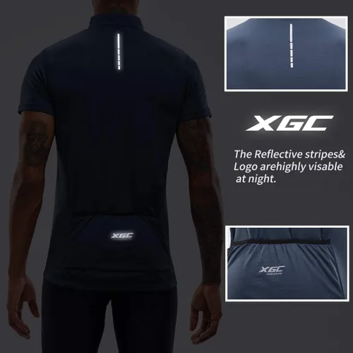 Vista 3 de XGC - Maillot de ciclismo de manga corta para hombre con tejido transpirable de secado rápido