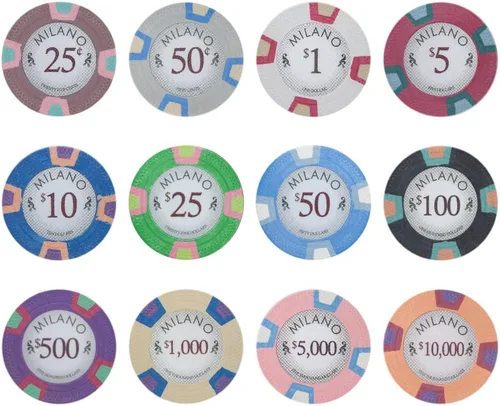 Vista 4 de Claysmith Gaming Milano Casino - Fichas de póquer de arcilla de grado 0.35 oz, paquete de 50