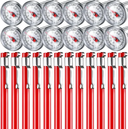 Vista 13 de Xuhal 6 piezas de termómetro de cocina de acero inoxidable con vástago largo de 5 pulgadas y esfera de 1 pulgada para leche, espumado, alimentos