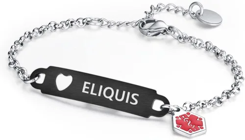Vista 33 de Divoti Pulsera de identificación médica con grabado previo – Cadena simple Rolo de acero inoxidable plateado, resistente al agua con símbolo
