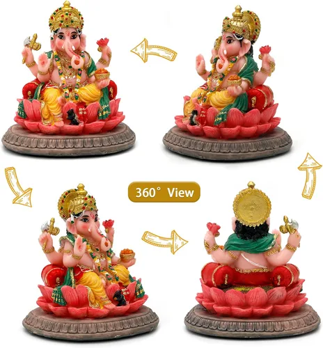 Vista 5 de alikiki Regalos indios, estatua de Lord Ganesha, 3.6 pulgadas de alto, ídolo hindú Ganesha para tablero de instrumentos del automóvil, regalo