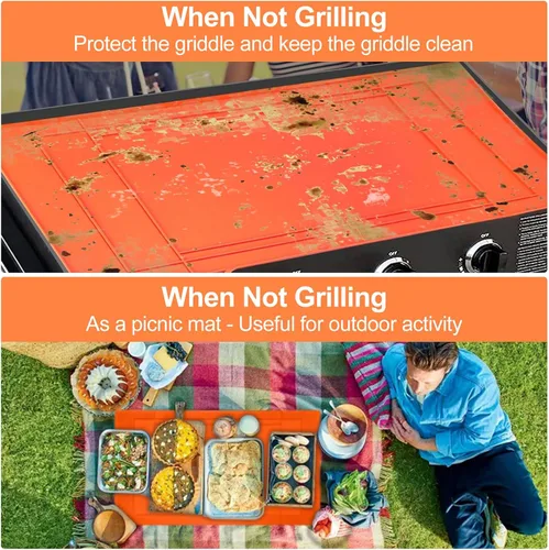 Vista 2 de Blackstone Funda de silicona para parrilla de 36 pulgadas, fácil de cortar para adaptarse a 36, 30, 28, 22 pulgadas, Blackstone alfombrilla