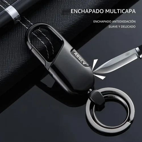 Vista 2 de Llaveros de coche, llaveros resistentes, accesorio para llaves de coche para hombres y mujeres, con elegante caja de metal Negro