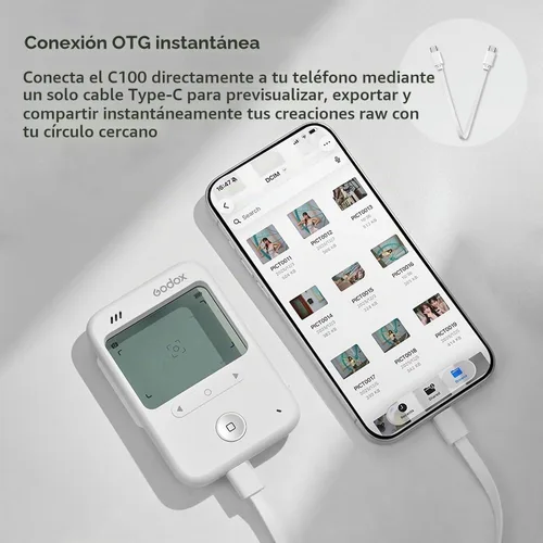 Vista 7 de Godox C100KIT - Kit de cámara compacta sin pantalla con visor transparente, foto y video multiaspecto, tomas de inspiración analógica, medidor