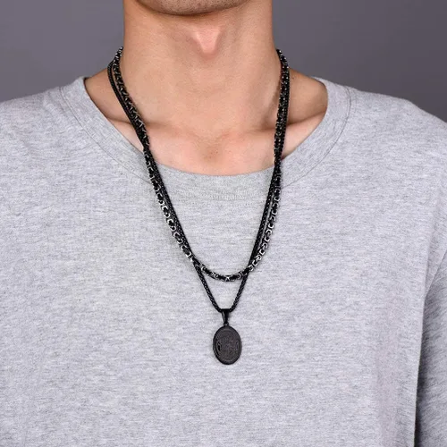 Vista 3 de Prosteel. - Collar con dije y cadena de San Miguel Arcángel, joyería religiosa católica.