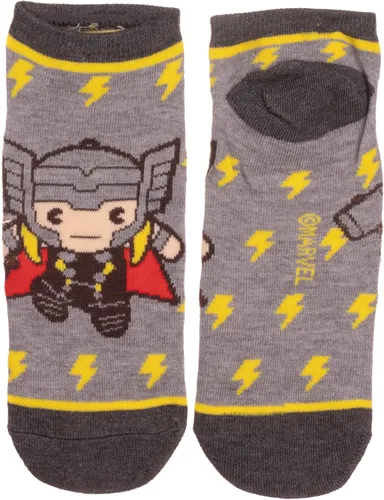 Vista 5 de Marvel Comics The Avengers Chibi - Paquete de 6 calcetines tobilleros para mujer Negro M
